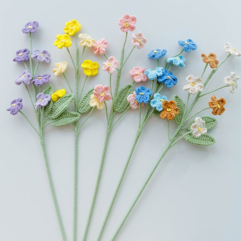crochet forget me not flower bunch