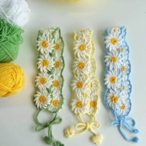 crochet daisy hairbands